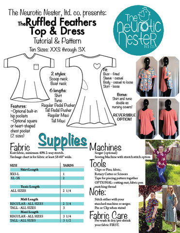 Ruffled Feathers Top & Dress Pattern and Tutorial US LETTER
