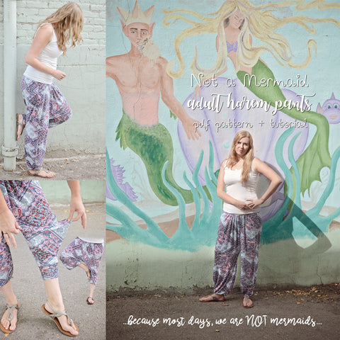 Not a Mermaid | Adult Parachute Lounge Pants Sewing Pattern & Tutorial US Letter